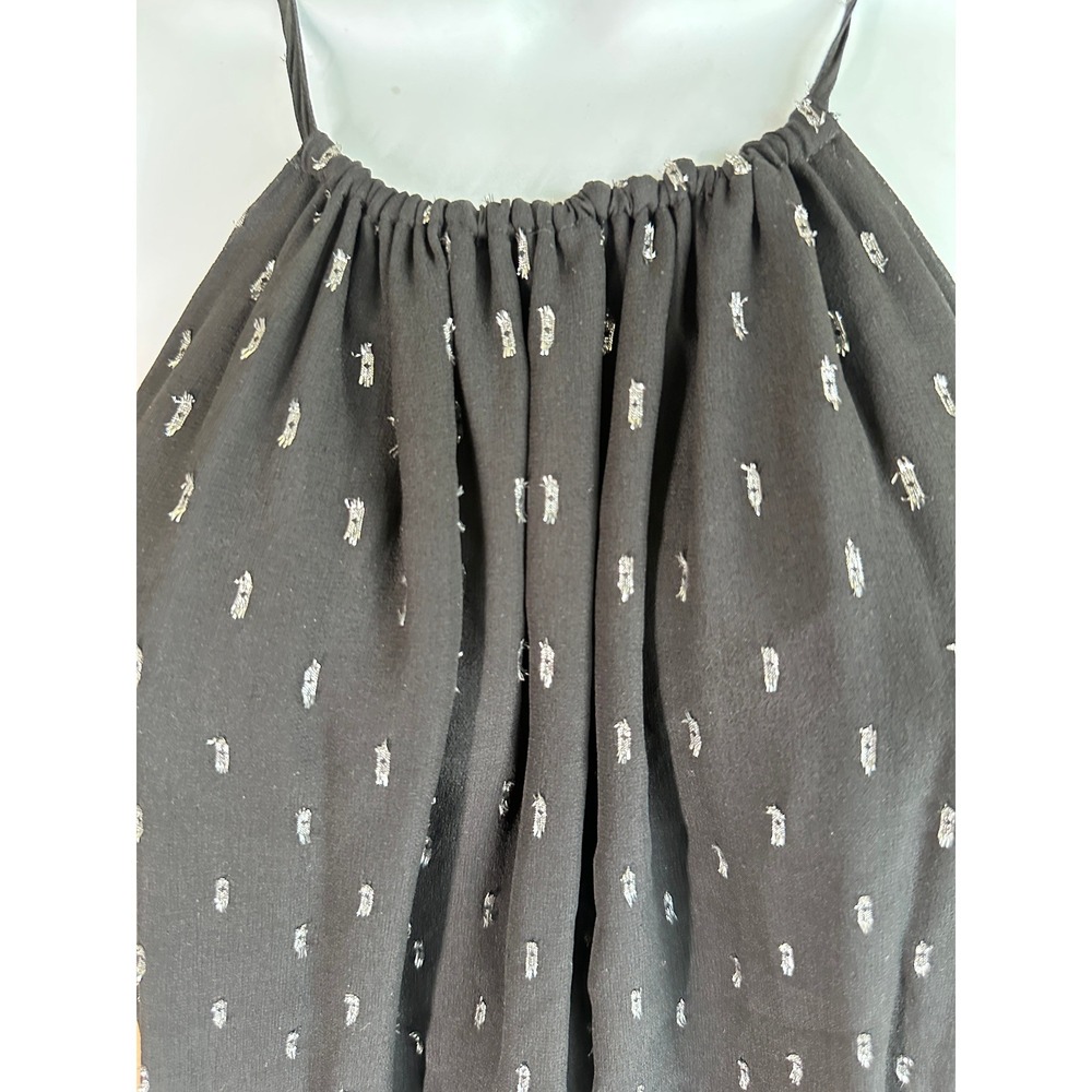 Joie Halter Top Silk Blend Black Silver Metallic Clip Dot Peplum Small Evening - Picture 6 of 13